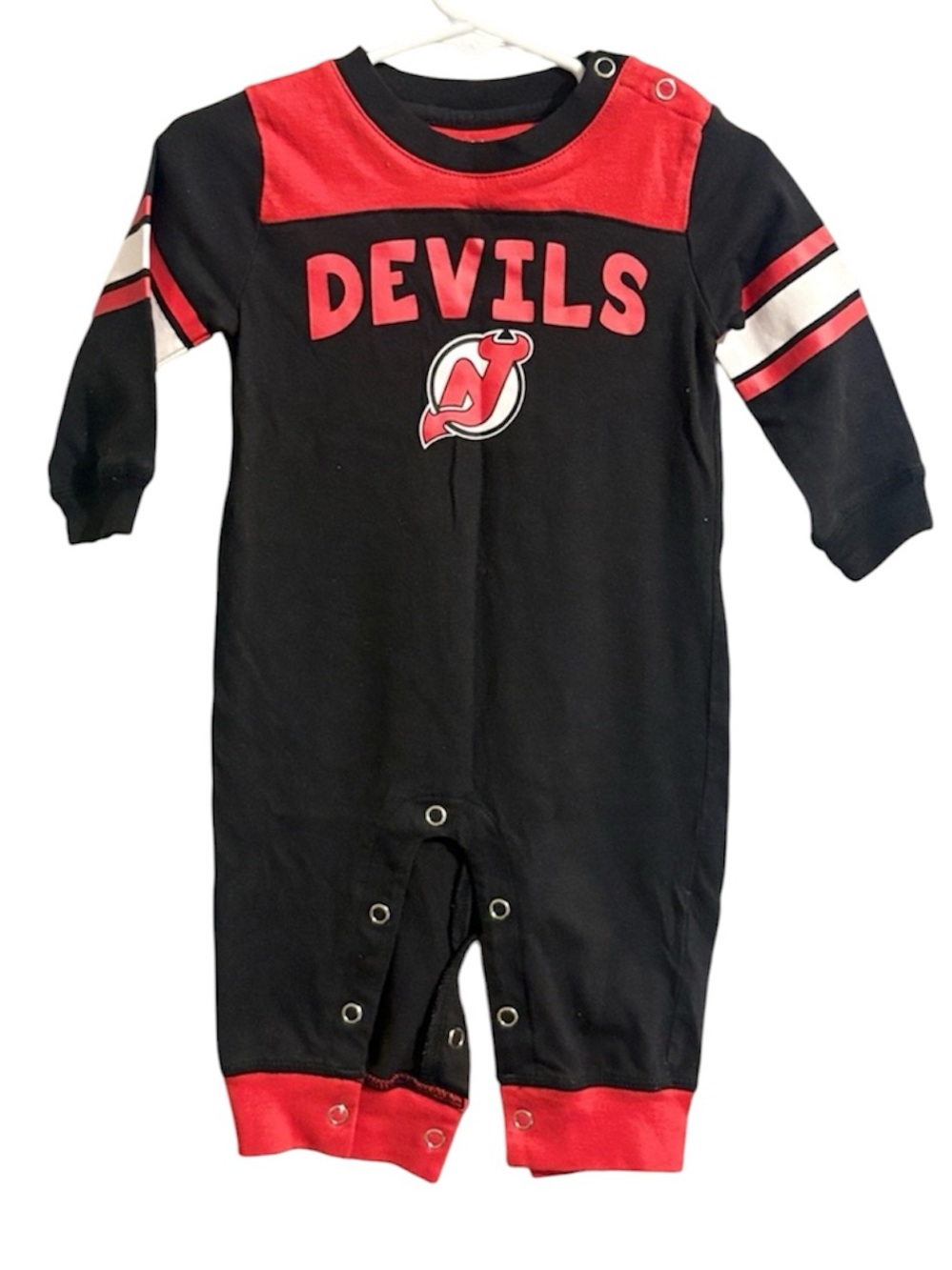 New Jersey Devils Baby Romper - Black & Red Hockey One-Piece